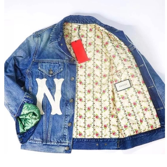 NEW WITH TAGS AUTHENTIC GUCCI NY Yankees Insulated Denim Jacket - Picture 6 of 8